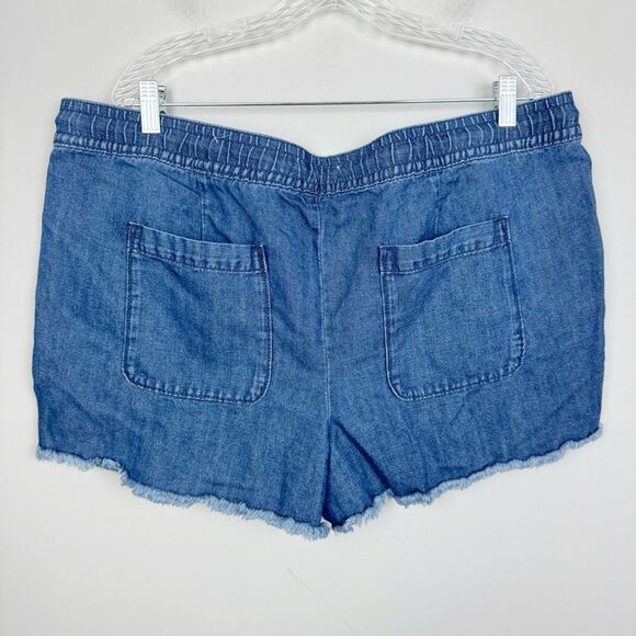 LOFT | Cotton & Linen Blend Denim Shorts Drawstring Waist Women’s Size X-Large - Picture 10 of 12